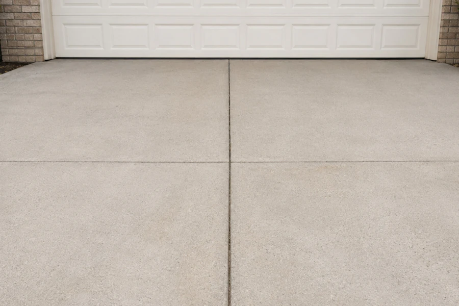 Finished broom-finish concrete driveway